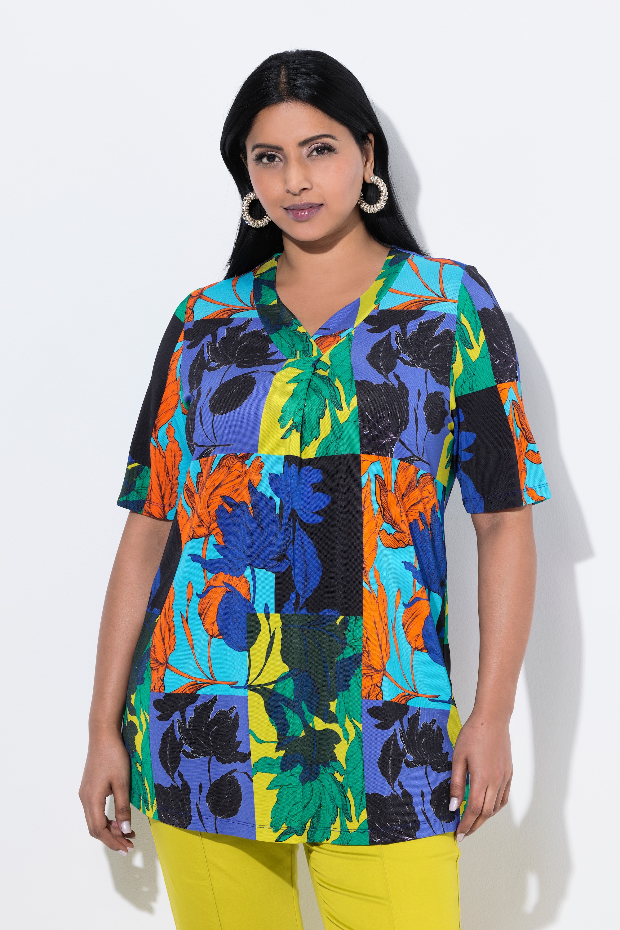 T-shirt au tombé fluide, motif feuilles, ULLA POPKEN