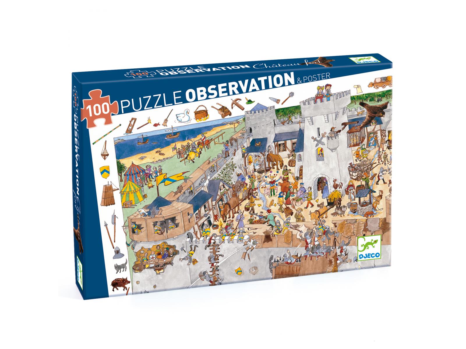 Puzzles observation - Le château fort - 100 pcs, DJECO