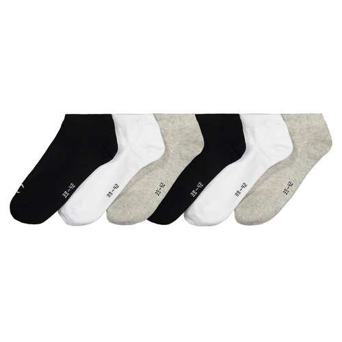 Lote de 6 pares de calcetines cortos negro + gris + blanco Champion