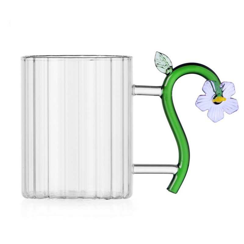 Mug verre anse fleurs sculptées  BOTANICA, ICHENDORF