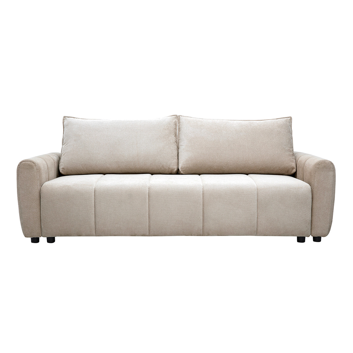 Canapé convertible 3 places en tissu chenille beige FOLDY, MILIBOO