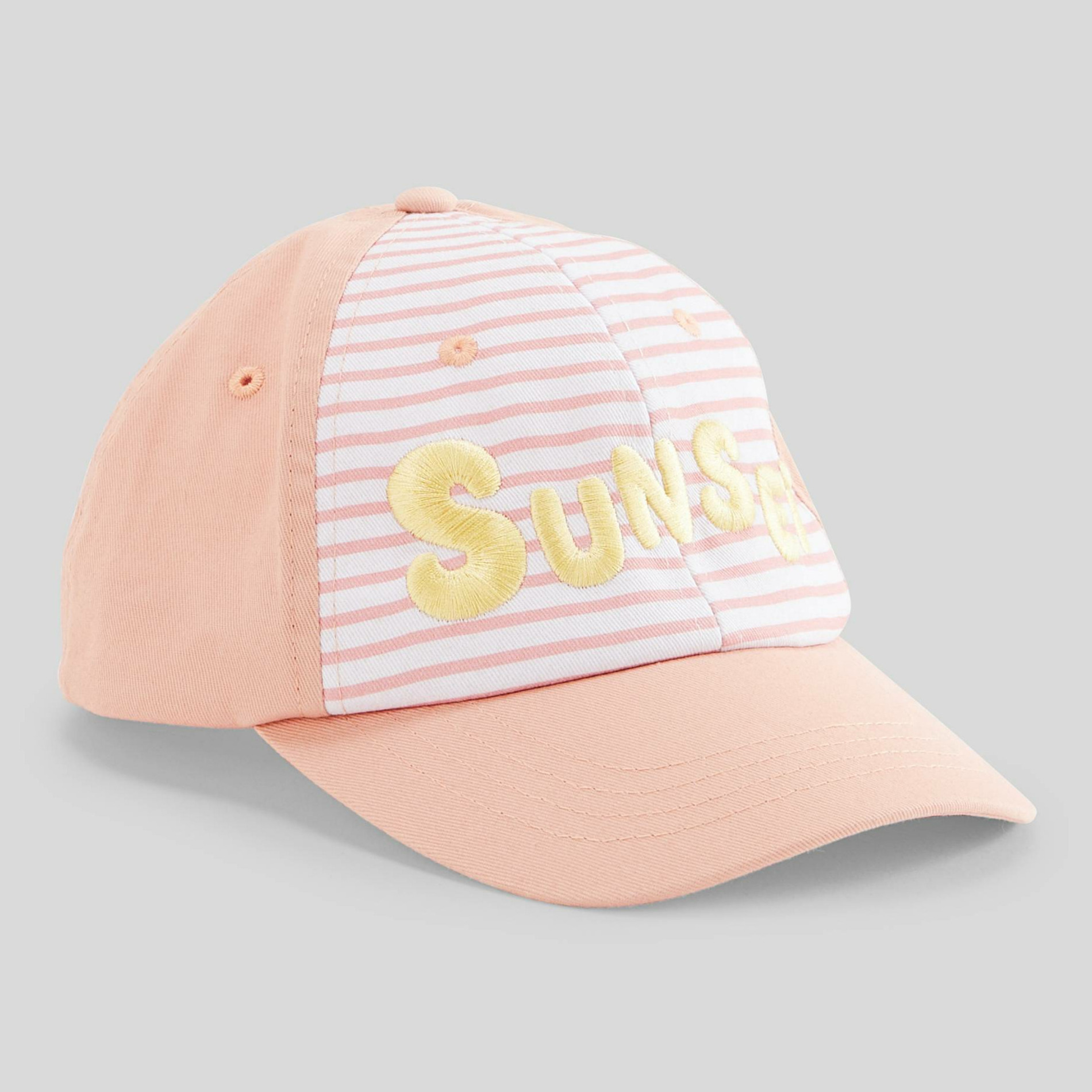 Casquette rayée en coton à broderie, MONOPRIX