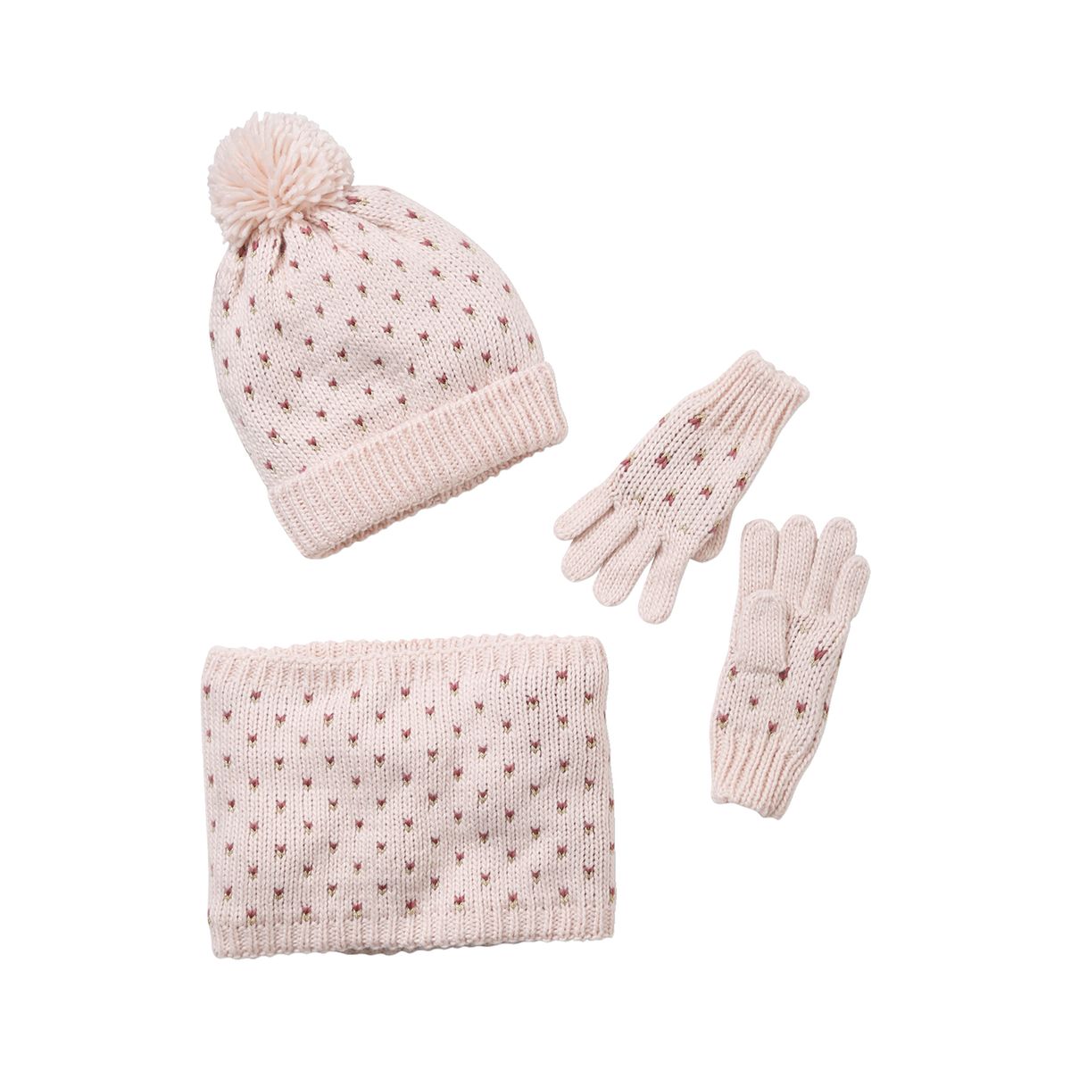 snood gants coeurs Ensemble bonnet La Redoute Fille Accessoires Bonnets & Chapeaux Bonnets 