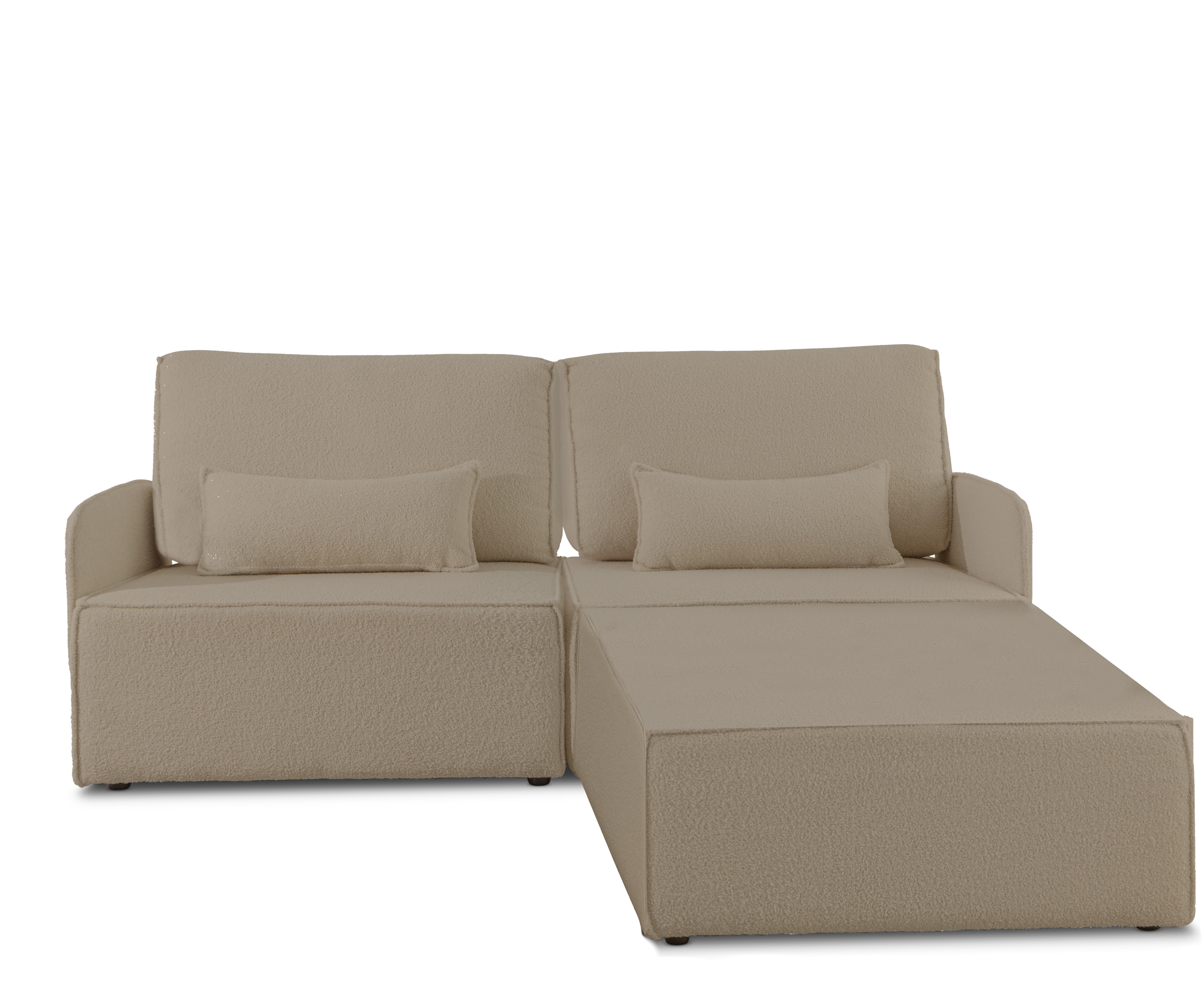 Canapé 2 places chaise longue en bouclé et en pin Blanc Neige LEA, REALLY NICE THINGS