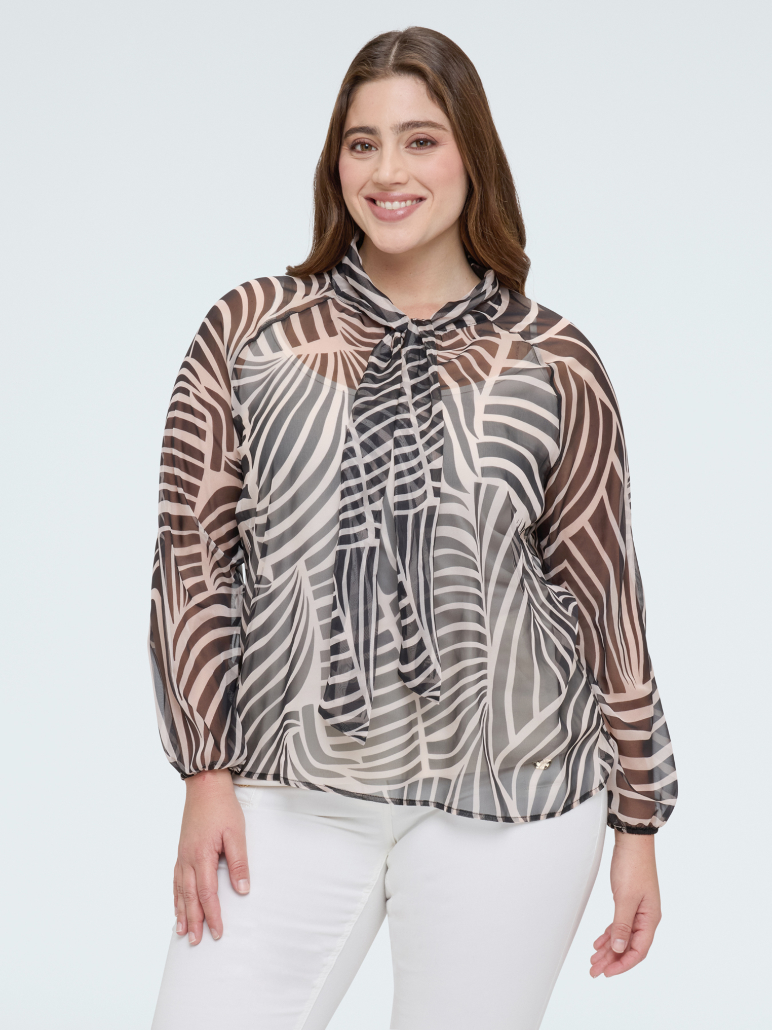 Blouse avec imprimé et nœud, FIORELLA RUBINO