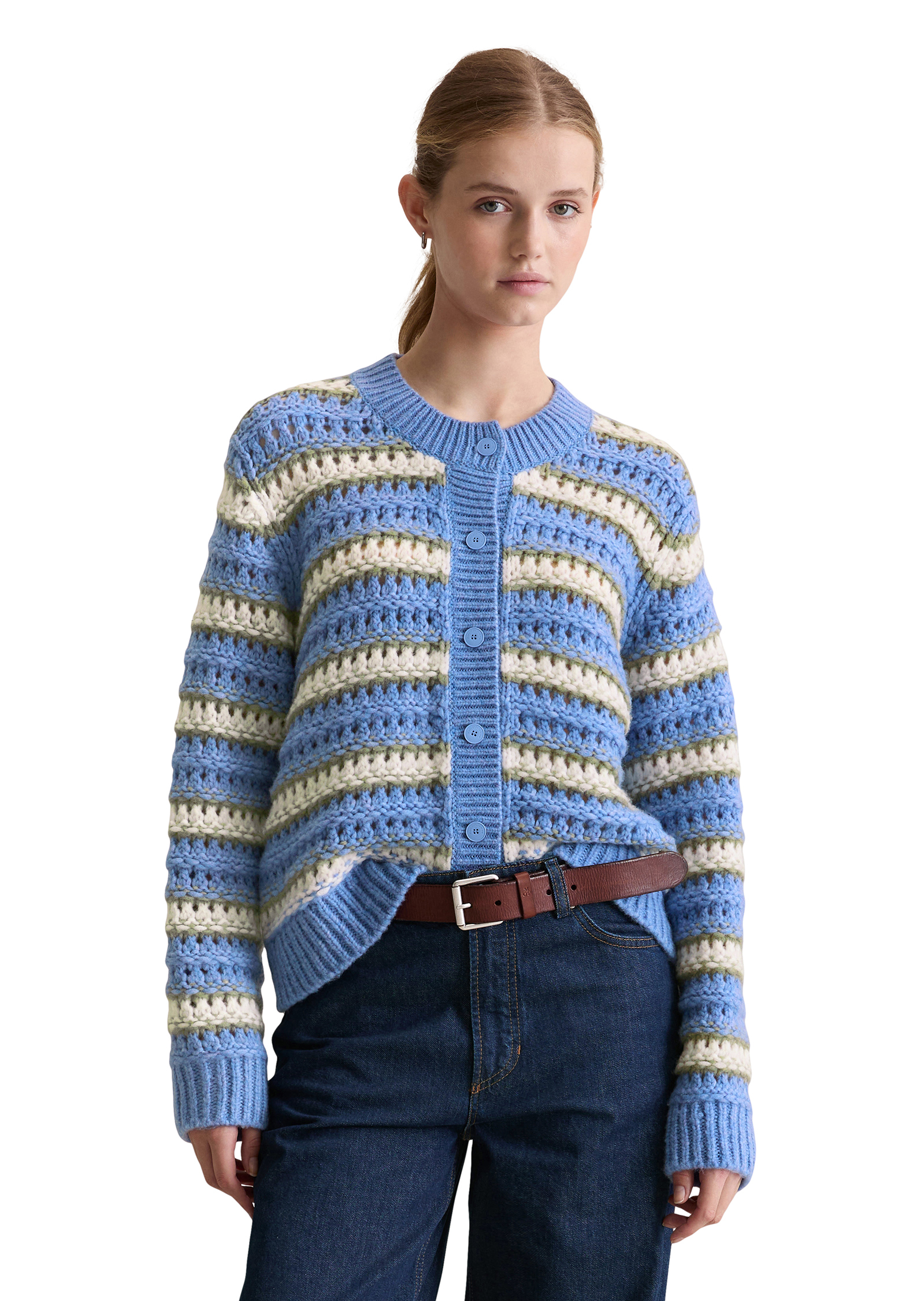 Cardigan regular en doux mélange de laine vierge, MARC O’POLO DENIM