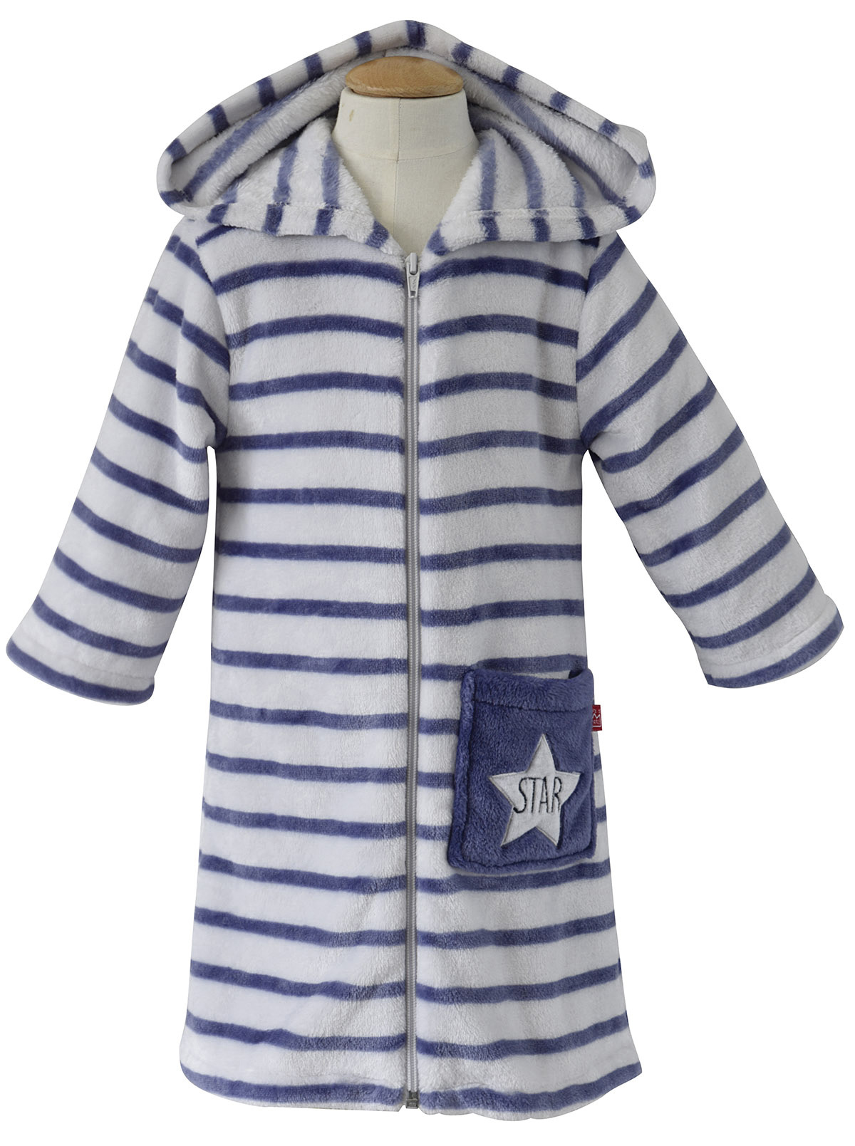 Robe de chambre rayee marine/grise, SUCRE D'ORGE