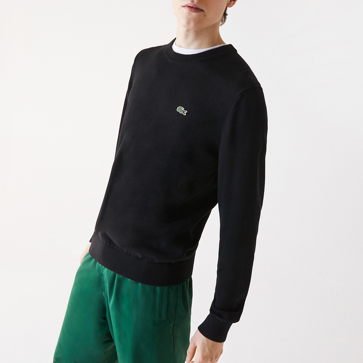 Embroidered Logo Jumper in Organic Cotton with Crew Neck