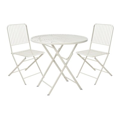 Ensemble table de jardin bistro ronde beige + 2 chaises CEMONJARDIN