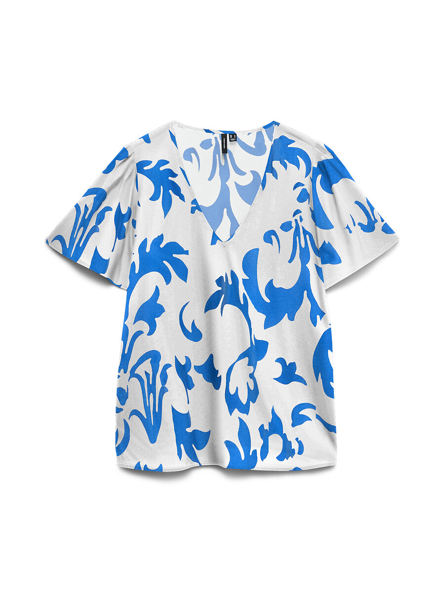 Blouse imprimée manches courtes col v, VERO MODA