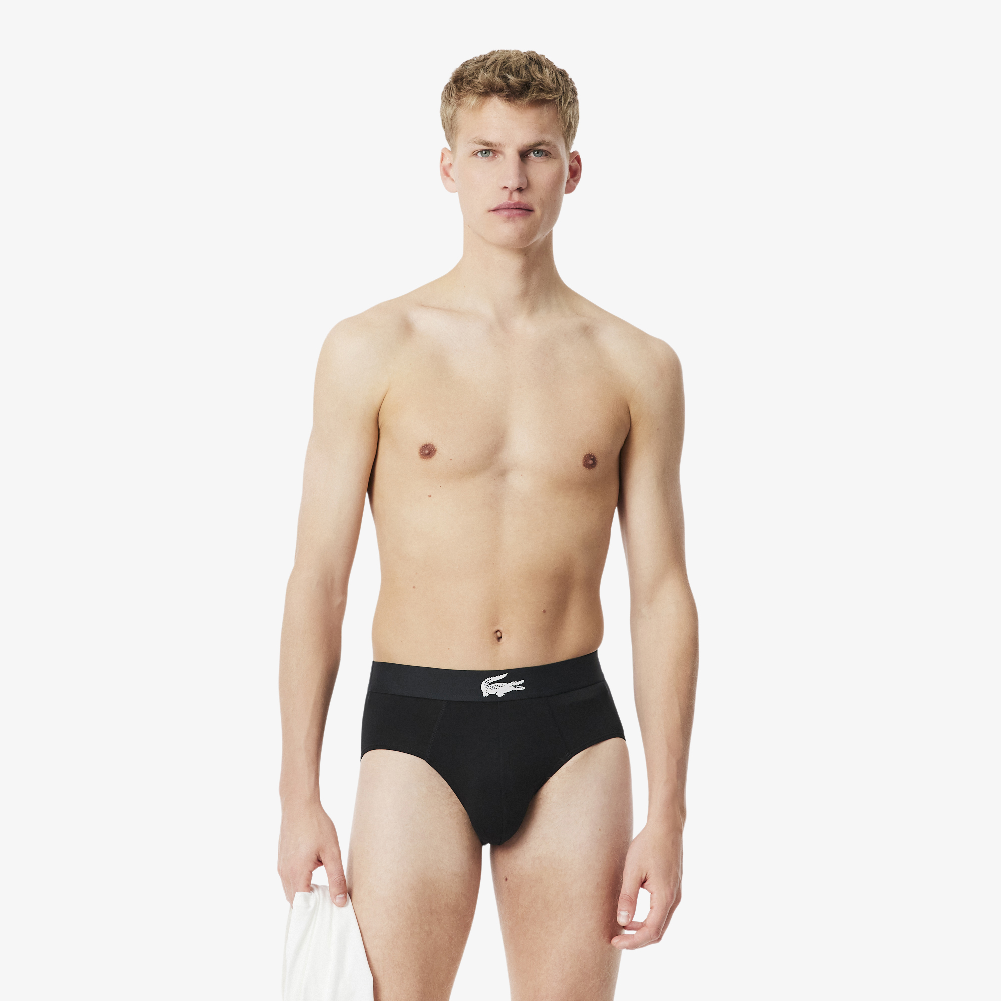 Lot de 3 slips jersey stretch, LACOSTE