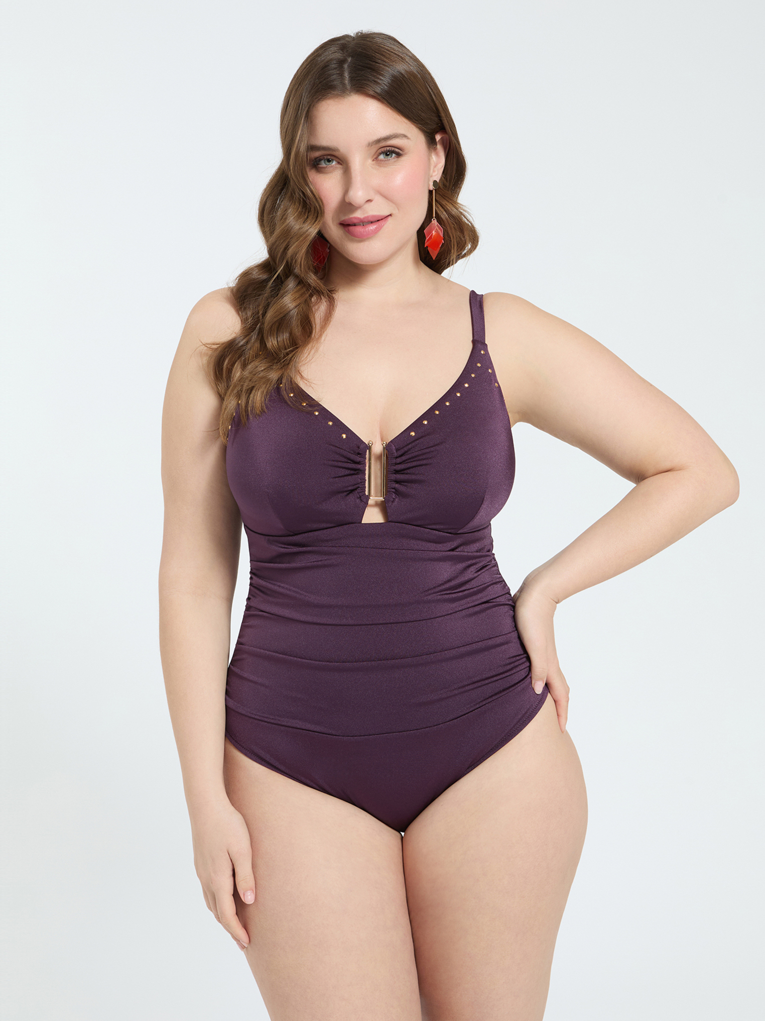 Maillot de bain une pièce avec clous et détail cut out, FIORELLA RUBINO