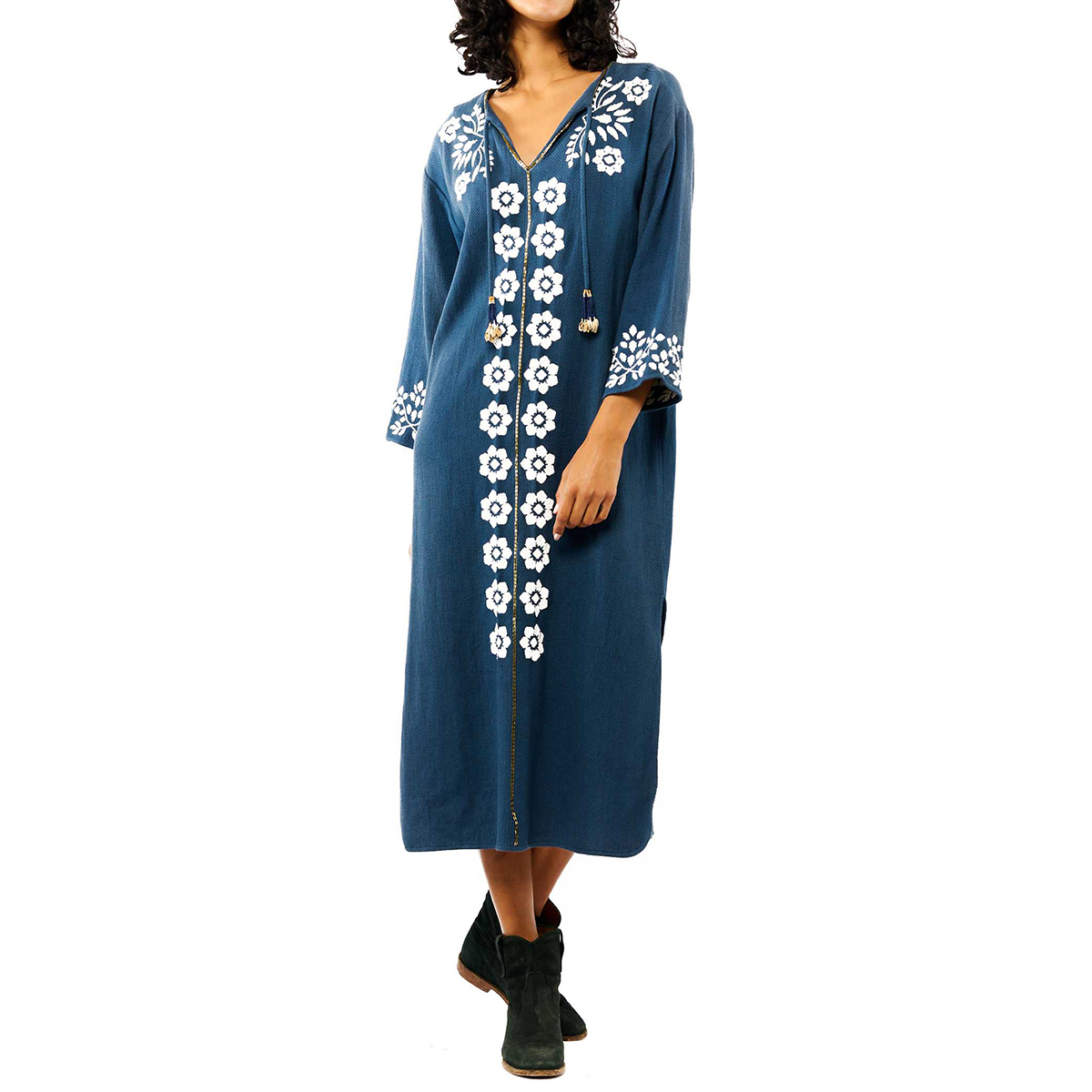 Robe droite fendue à broderies ALBERTO, WILD