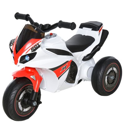 Porteur enfants moto de course effets musicaux et lumineux coffre rangement rouge blanc HOMCOM