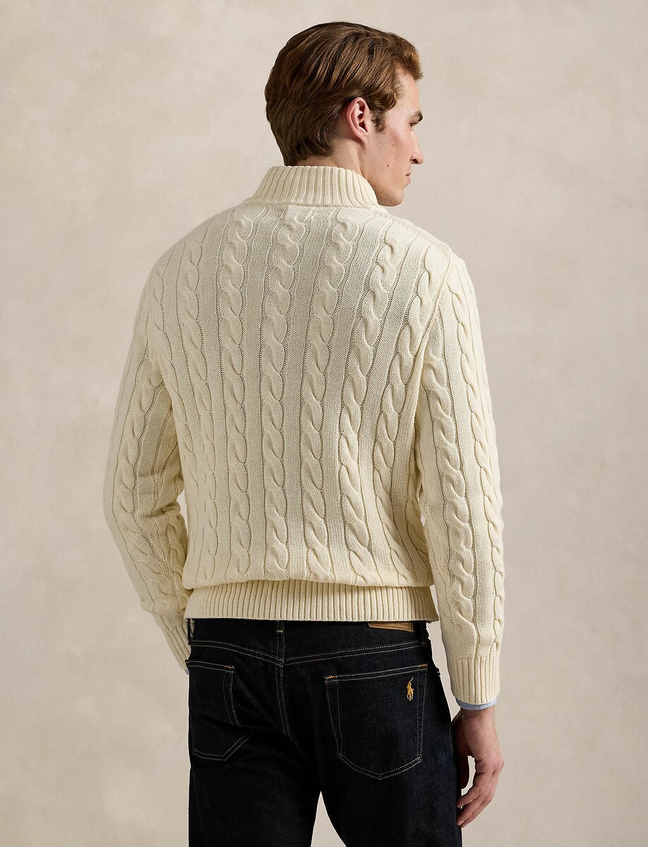 Half zip-up jumper in cable knit cotton Polo Ralph Lauren | La Redoute