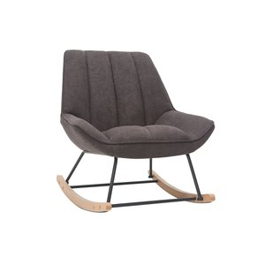 Rocking chair design en tissu effet velours  foncé, métal  et bois clair BILLIE