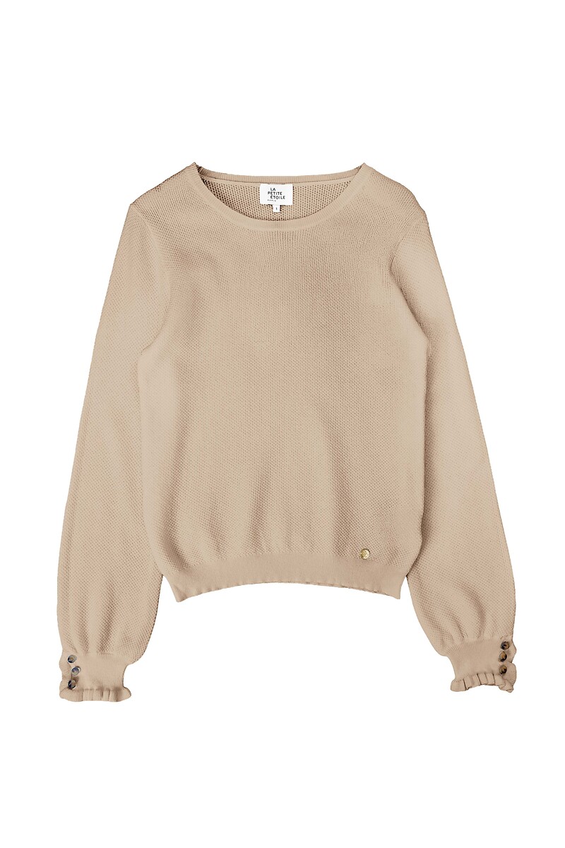 Pull col rond à poignets volantés, MELAKY, LA PETITE ETOILE