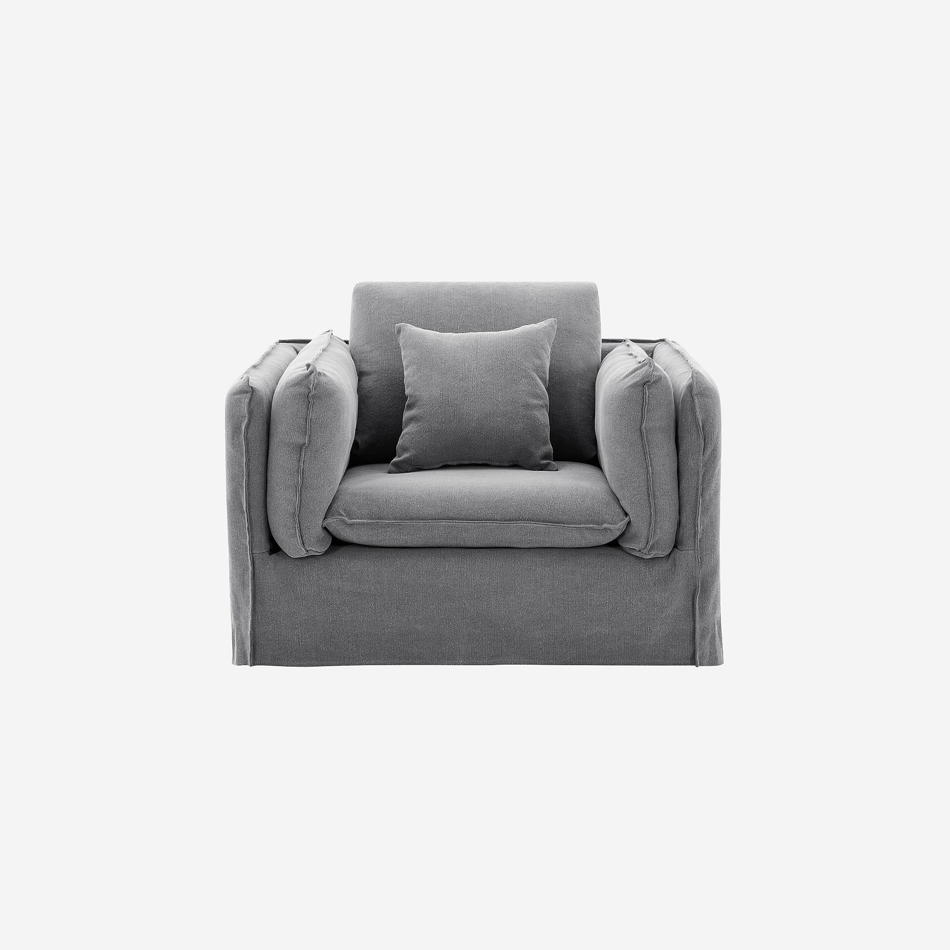 Fauteuil déhoussable en coton et lin ANDRIA, HABITAT