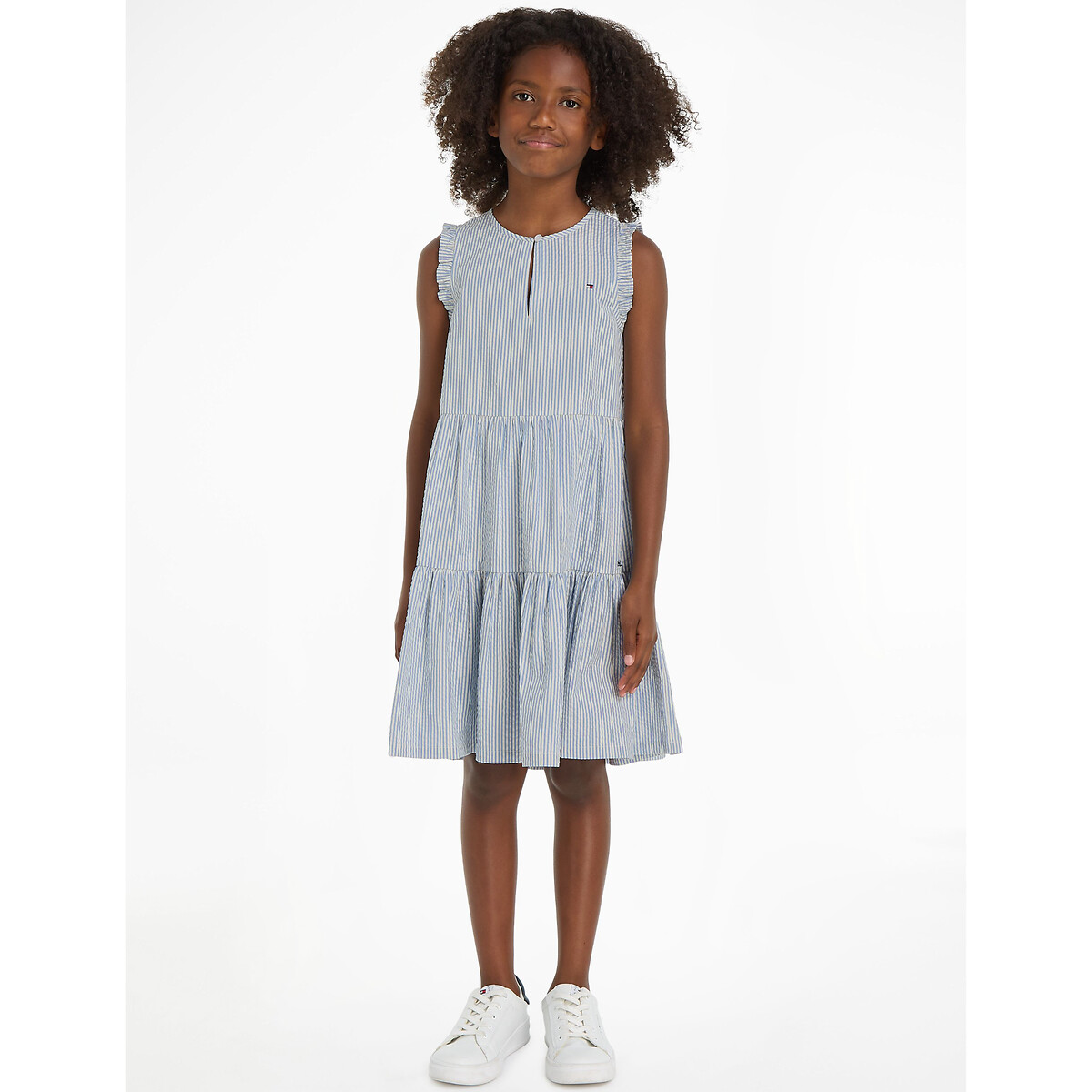 Image of Striped Cotton Sleeveless Dress