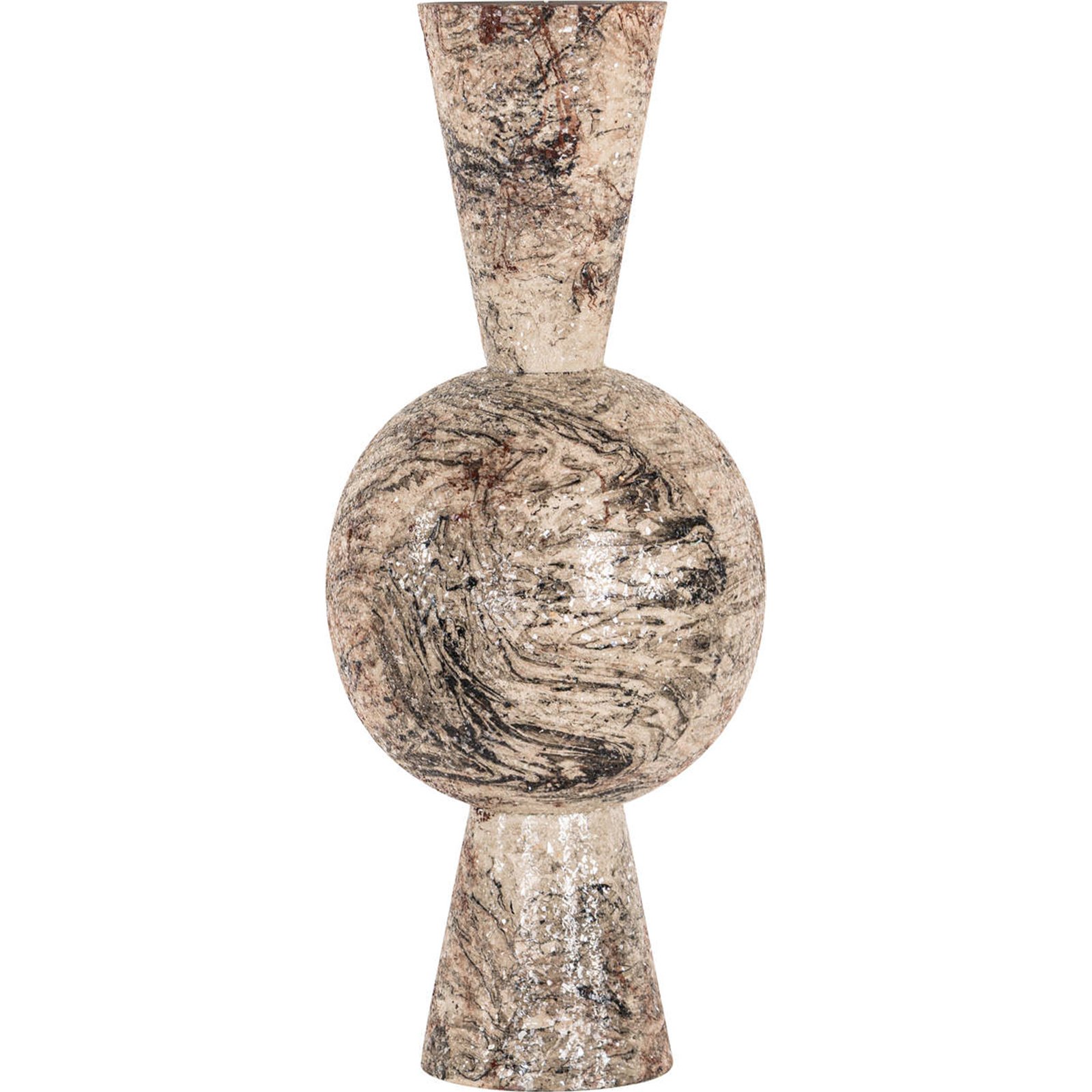 Vase sculptural en fer, Finition marbrée, RECOLLECTION