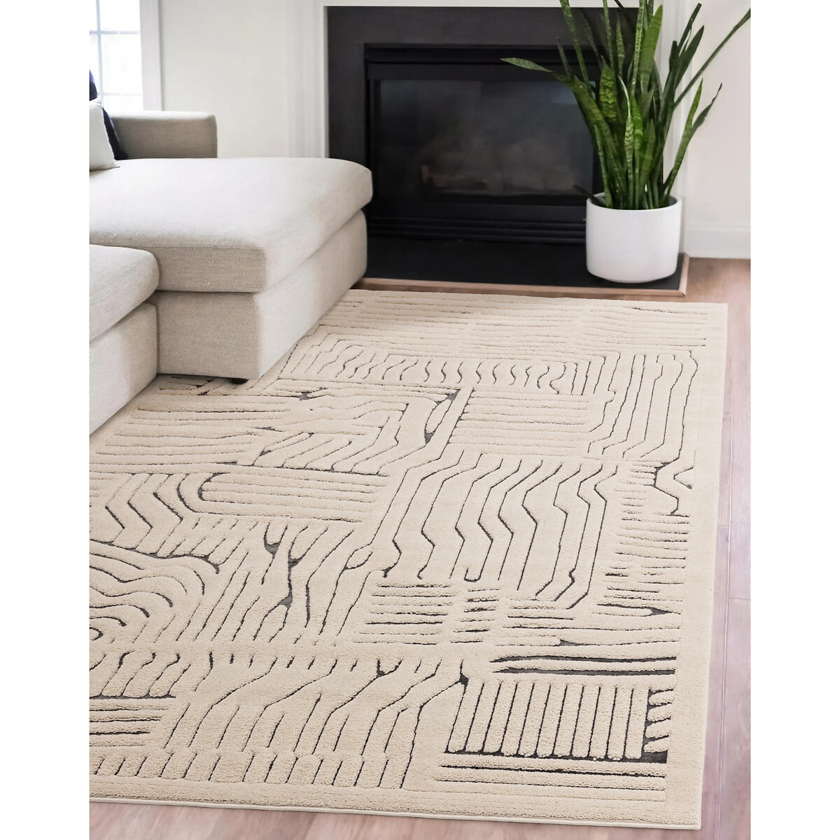 Subtle Abstract Pattern On Rug Scandi 3d abstract pattern rug So'home | La Redoute