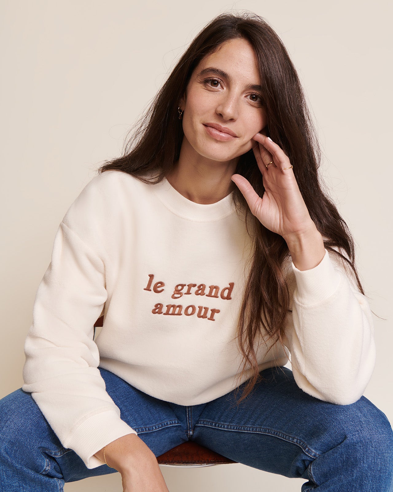 Sweat brodé en polaire recyclée, LE GRAND AMOUR, EMOI EMOI