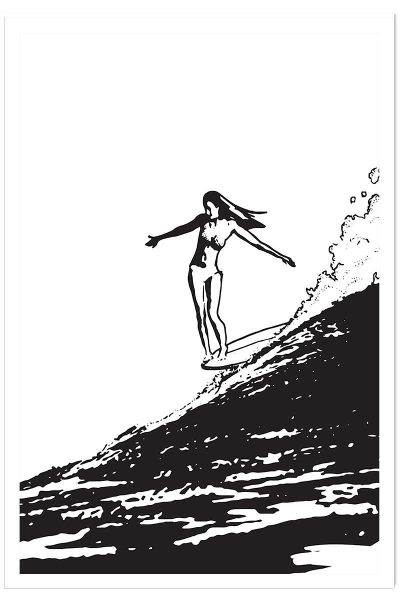 Poster surfeuse longboard, HEXOA