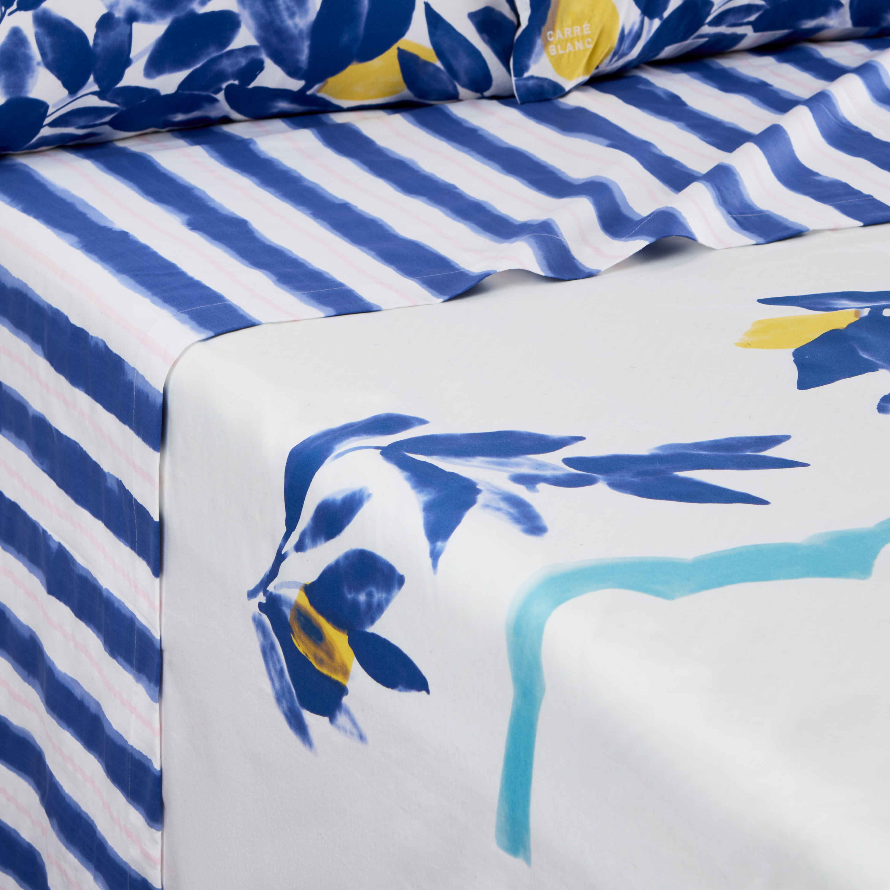 Drap de lit percale de coton LA PERLE, CARRE BLANC