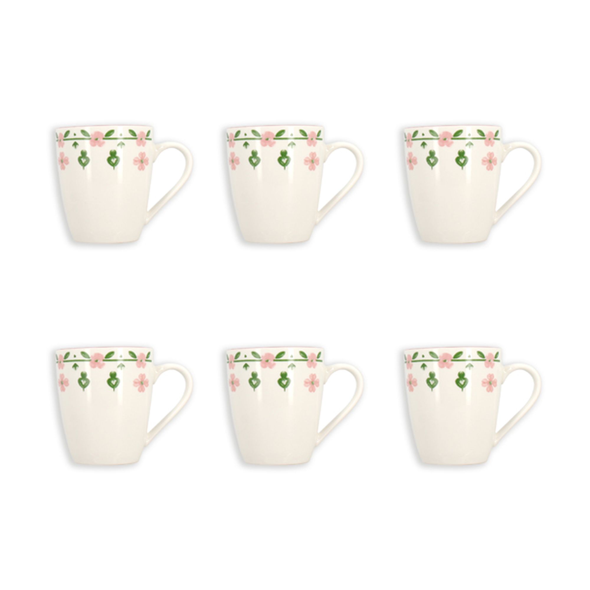 Lot de 6 mugs 36cl en porcelaine, PRIMAVERA, NOVASTYL