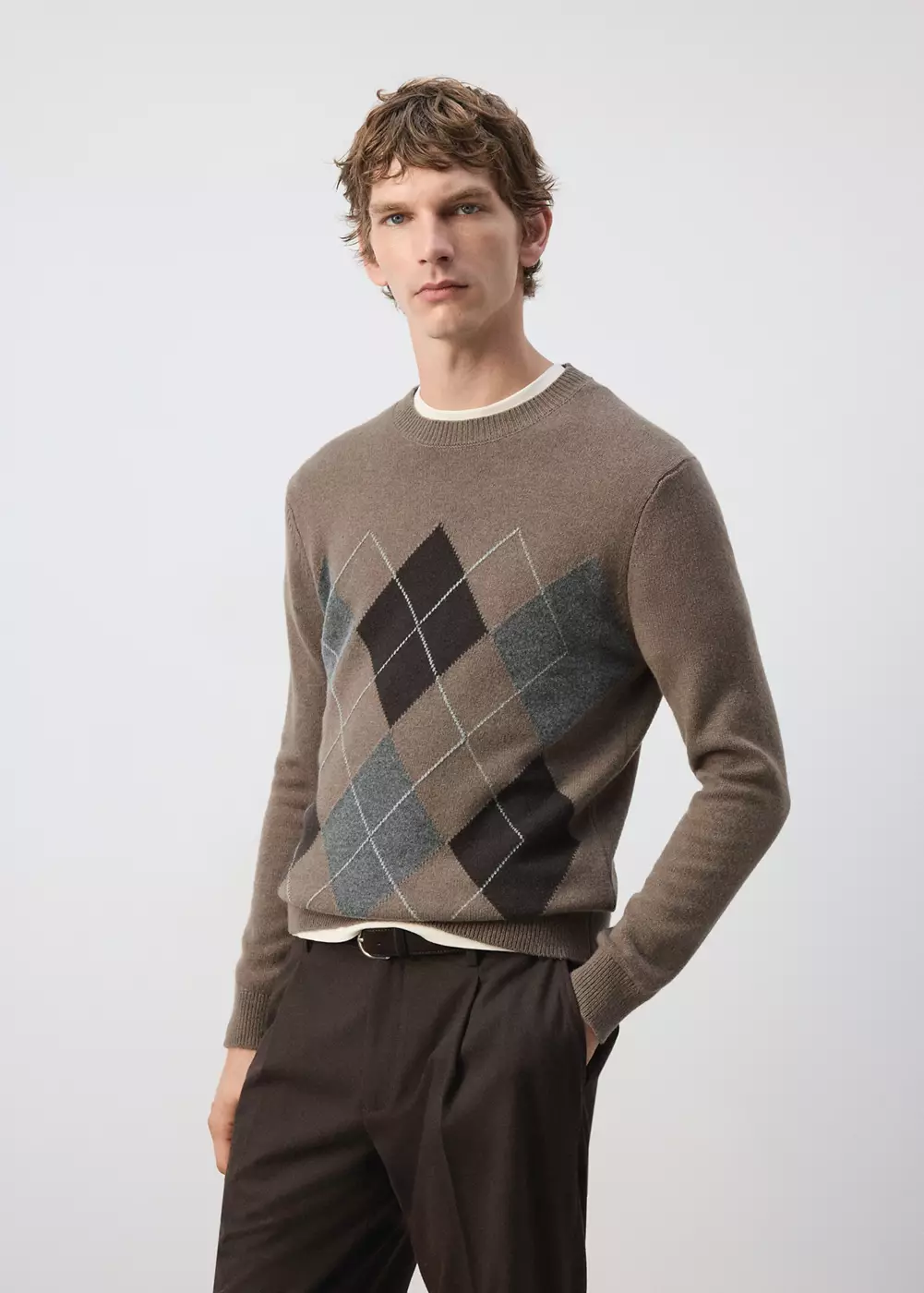 Pull-over maille laine mélangée, MANGO MAN