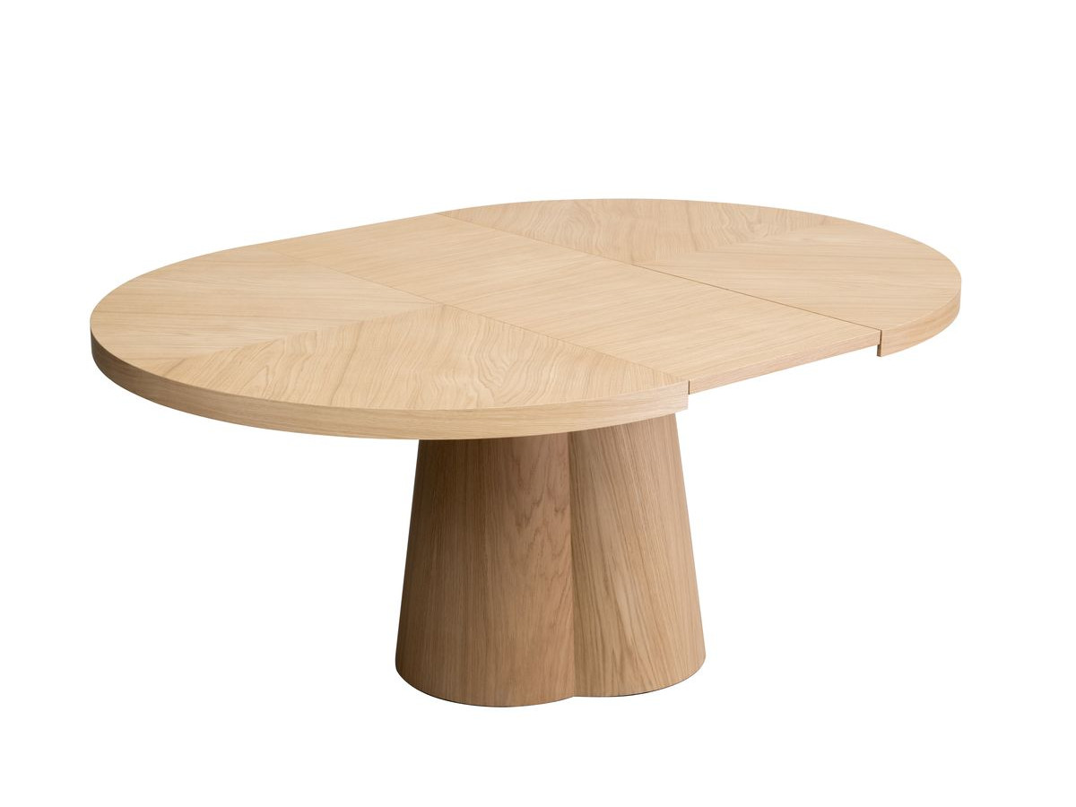 Table à manger ronde extensible 130 à 180 cm SUGITON placage chêne massif, BOBOCHIC
