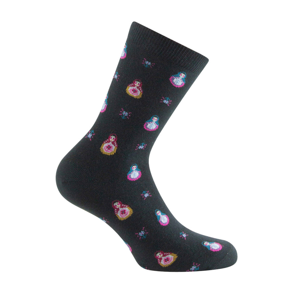Mi-chaussettes Femme fantaisie jersey Poupées russes Coton, KINDY