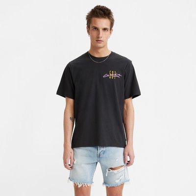 Embroidered Logo Cotton T-Shirt with Crew Neck and Short Sleeves LEVI'S
