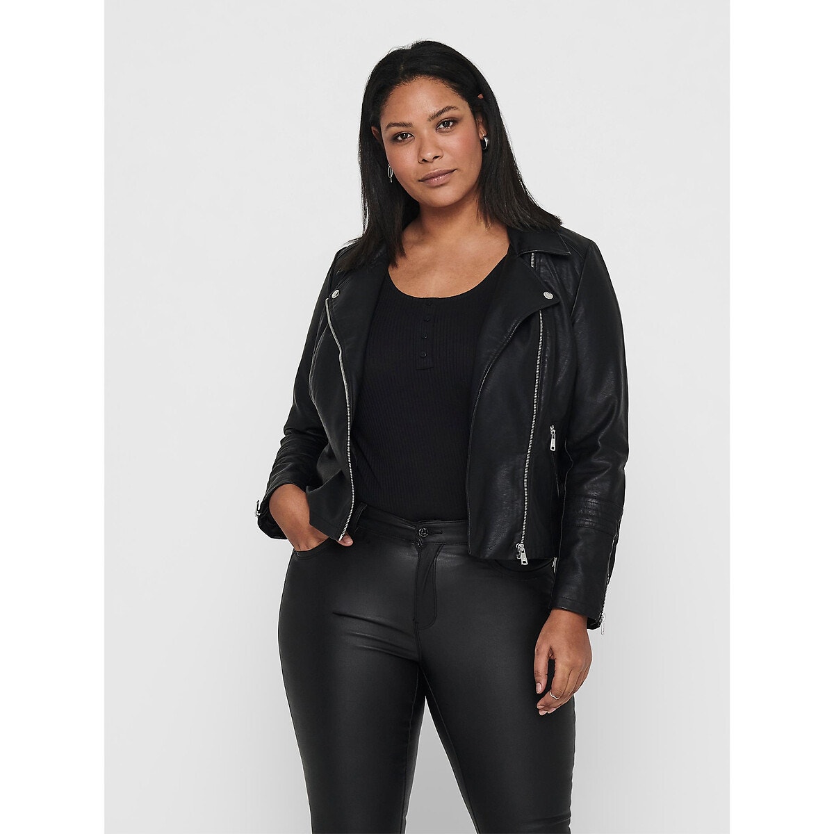 Blouson cuir discount femme grande taille