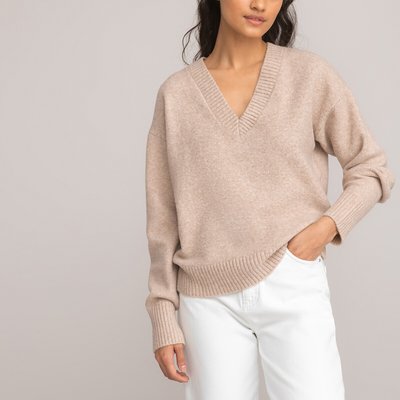Brushed V-Neck Jumper/Sweater LA REDOUTE COLLECTIONS