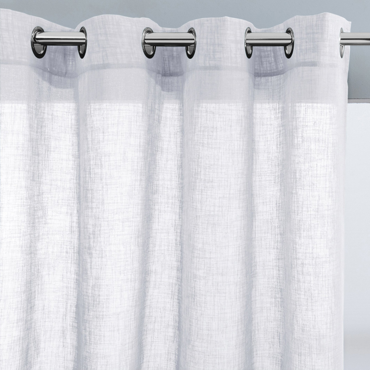 Nyong Linen Effect Single Voile Panel, Voile White Curtains Eyelet