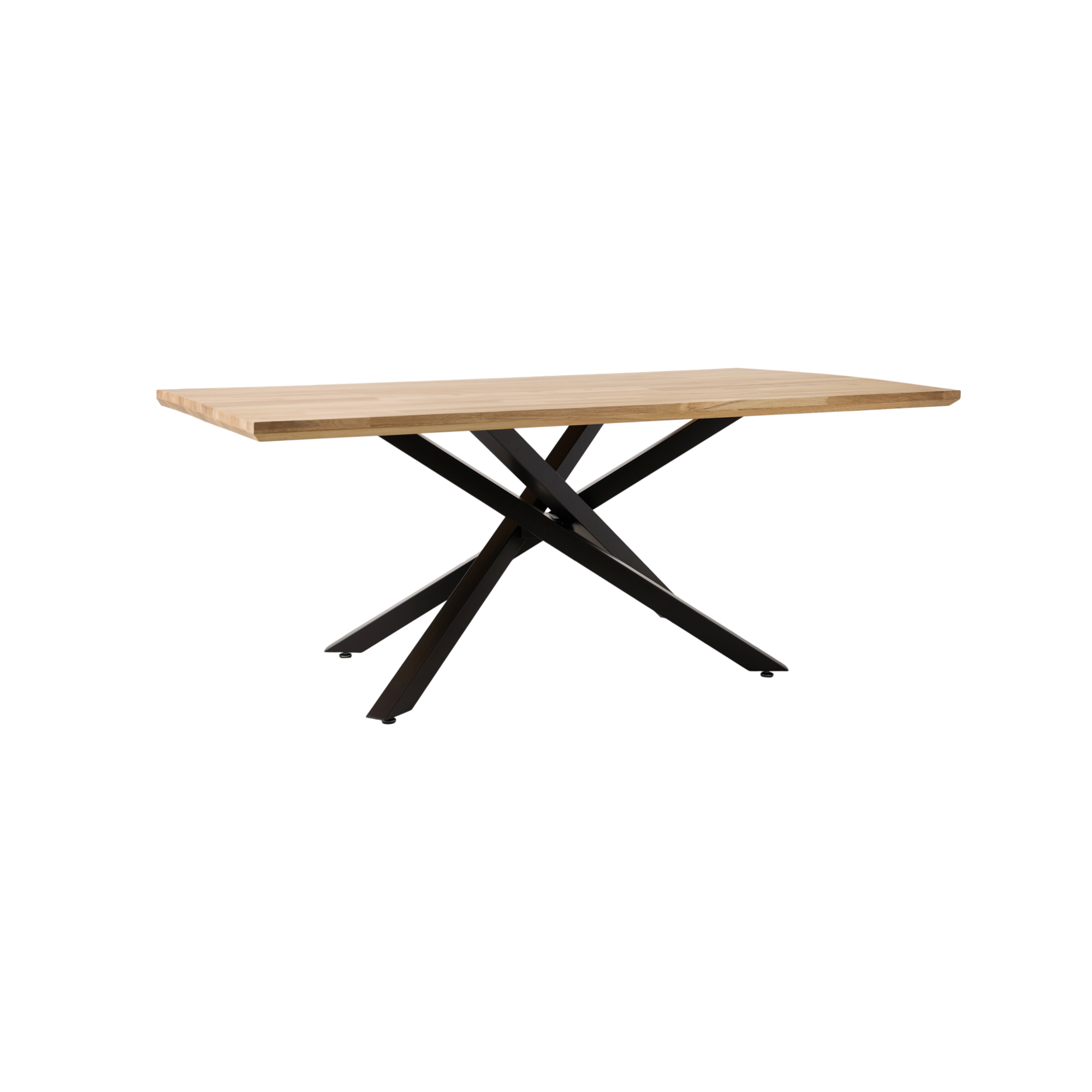 Table à manger rectangulaire chêne massif, pieds métal noir 8 personnes - VICTOIRE, CAMIF