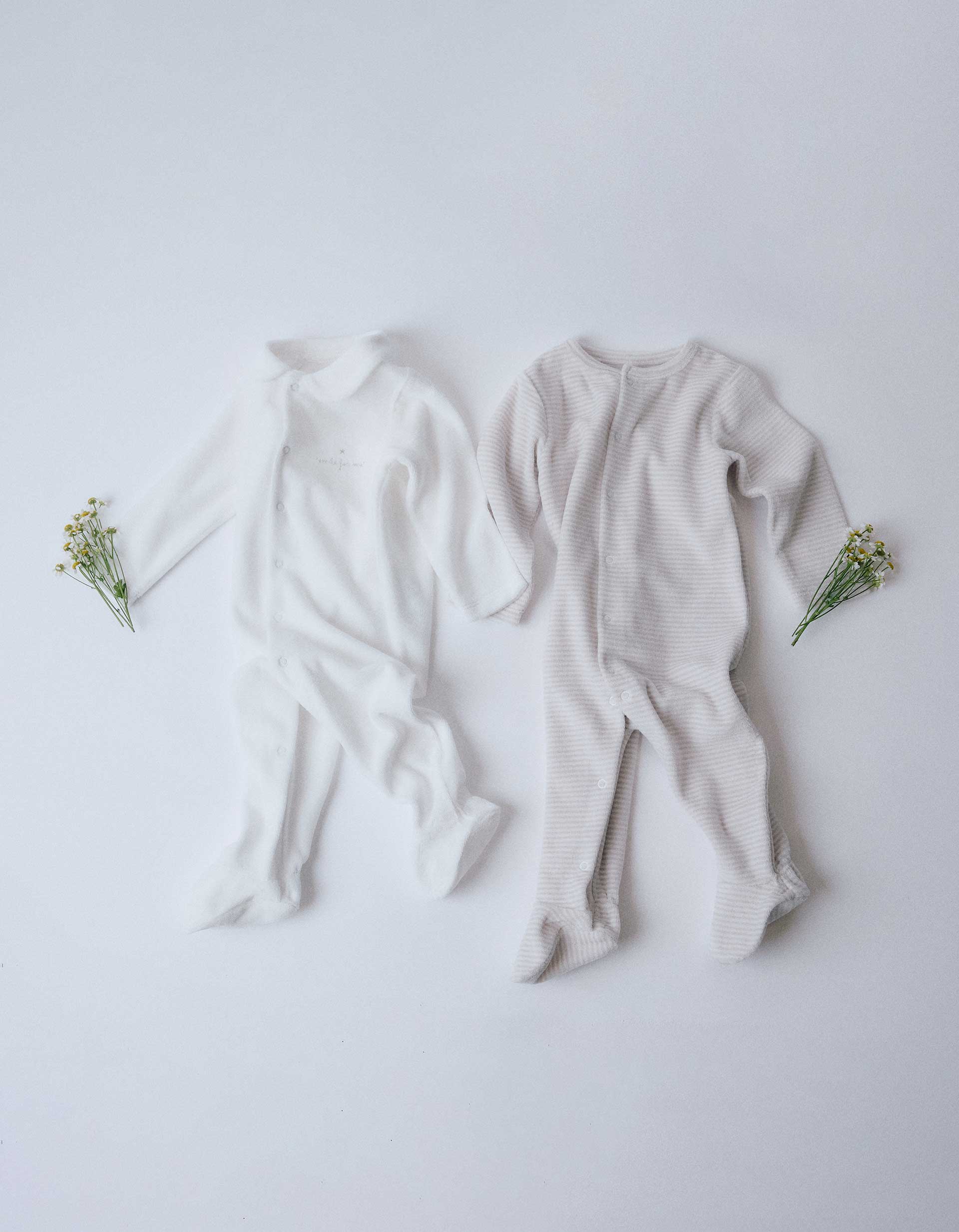 Lot de 2 pyjamas unis/à rayures en velours, ZIPPY