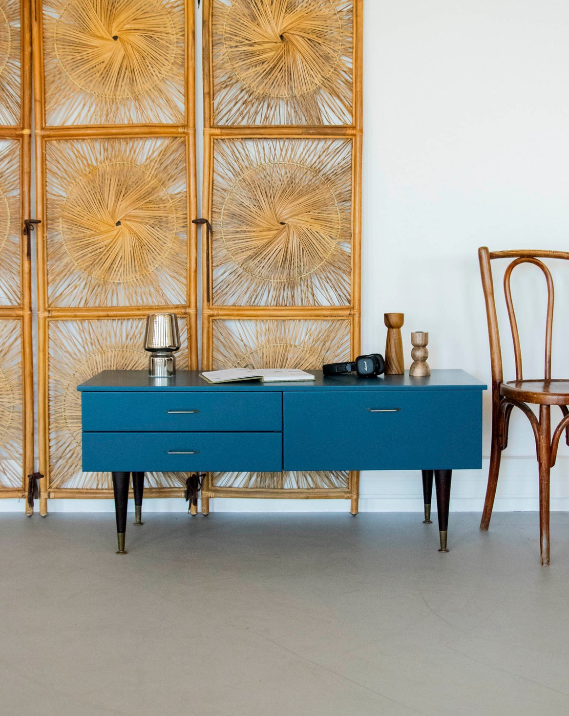 Enfilade bleue en bois Margaret N°447 - Bon état, DEBONGOUT