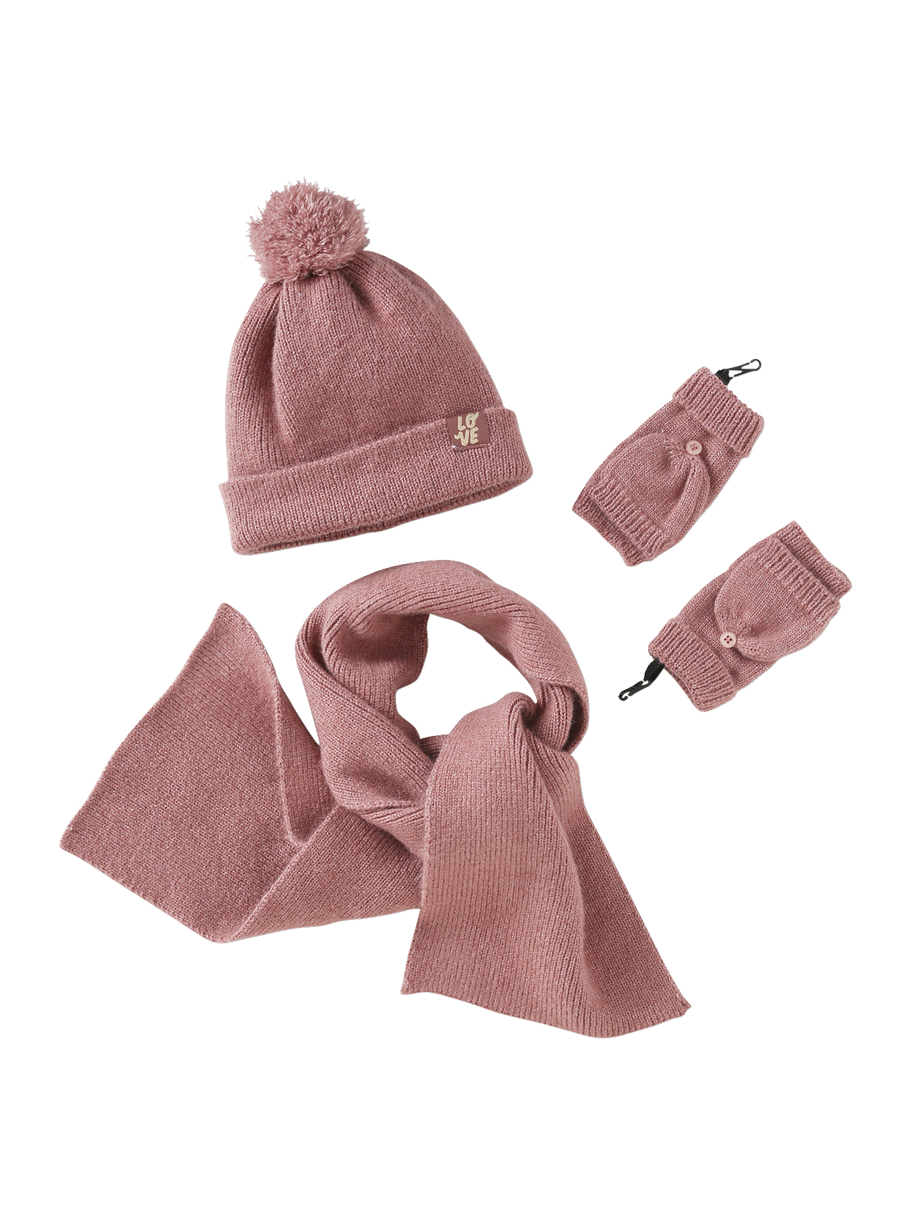 Ensemble en maille côtelée bonnet + écharpe + moufles/mitaines, VERTBAUDET