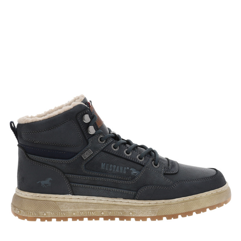 Sneakers bleu marine à empiècements superposés pourvus de lacets ronds, MUSTANG