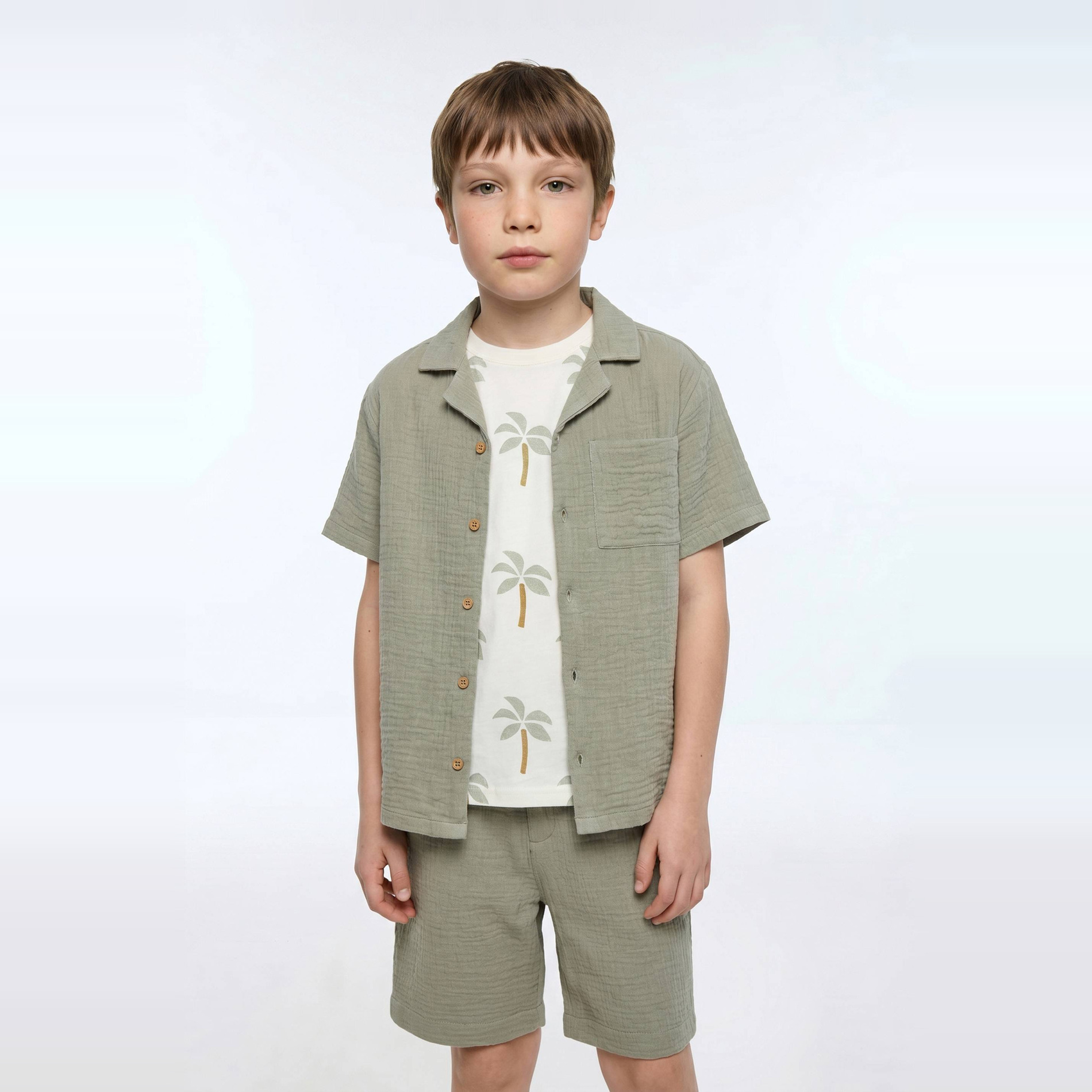 Chemise manches courtes unie en gaze de coton BIO GOTS, MONOPRIX