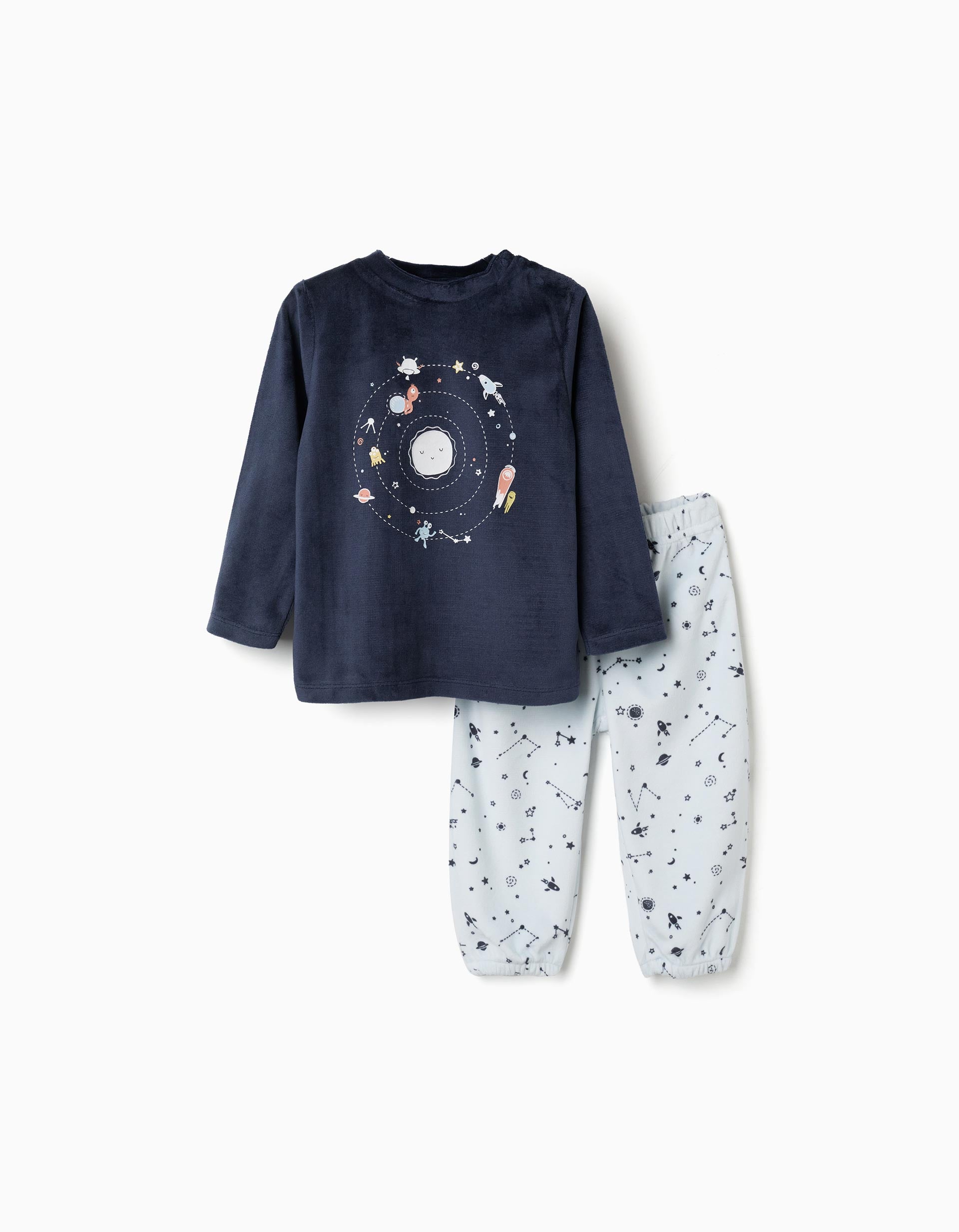 Pyjama en velours avec imprimé espace qui brille dans le noir, ZIPPY