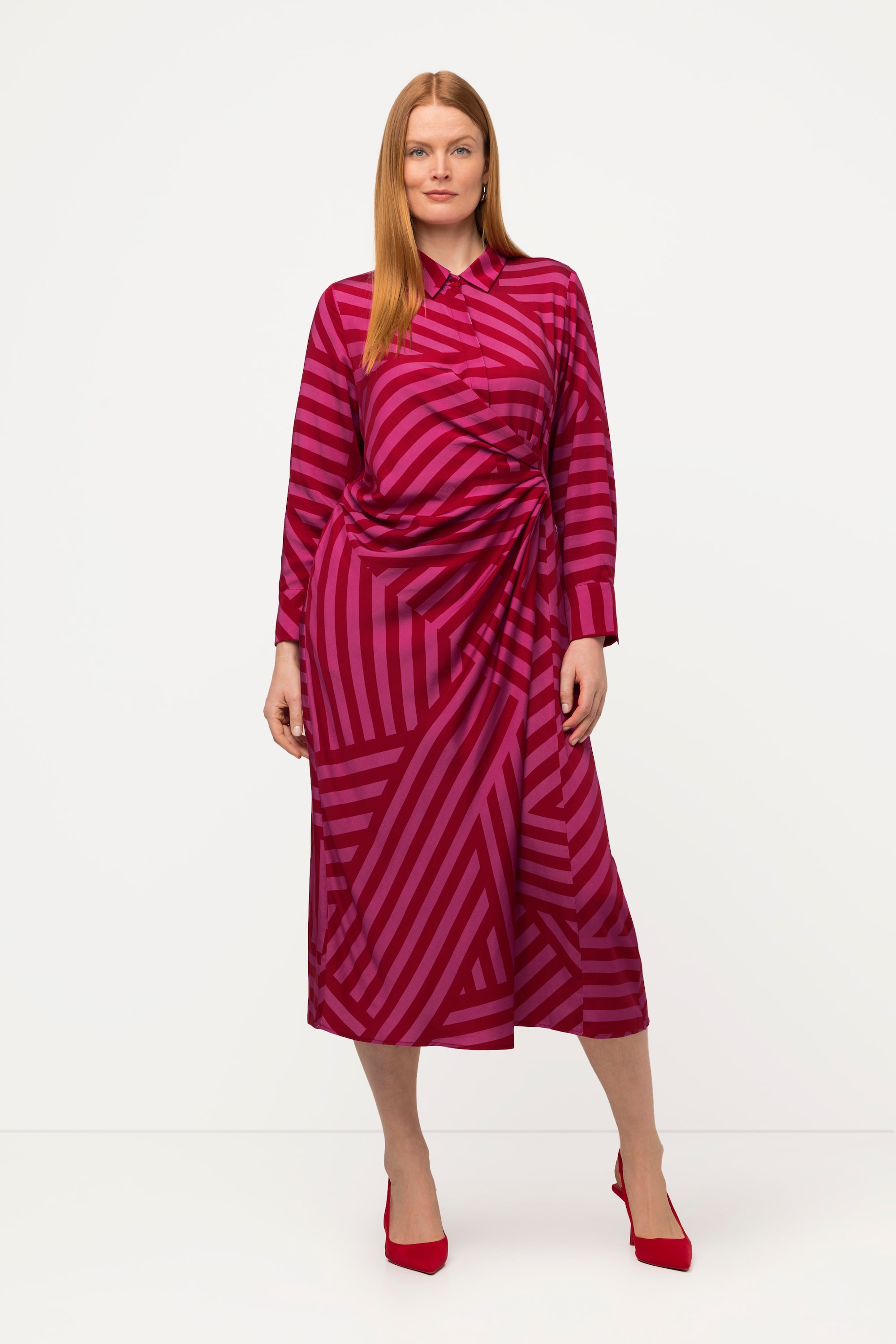 Robe maxi à col chemise et manches longues, ULLA POPKEN