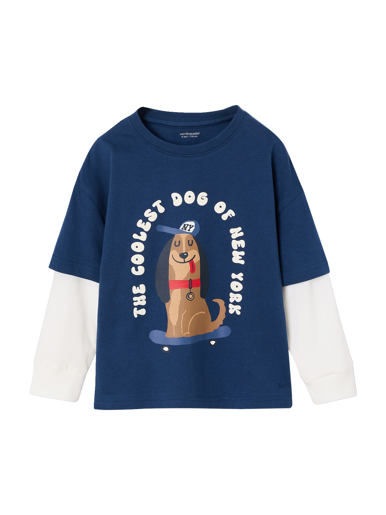 T-shirt manches longues effet superposé, VERTBAUDET