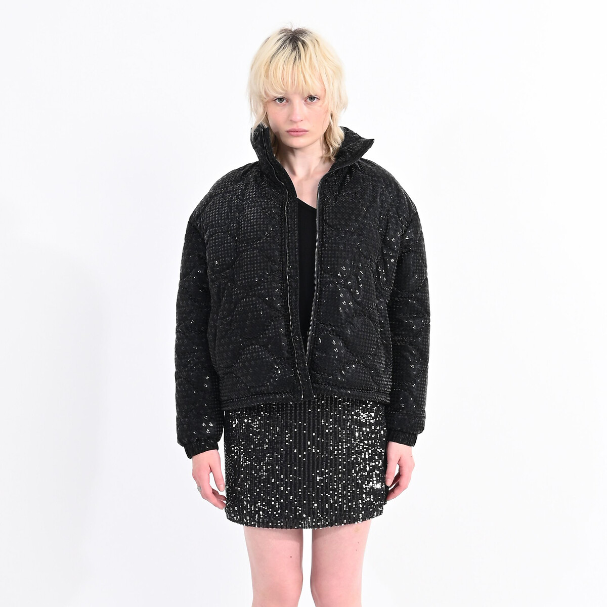 Winter Short Padded Puffer Jacket with Zip Fastening