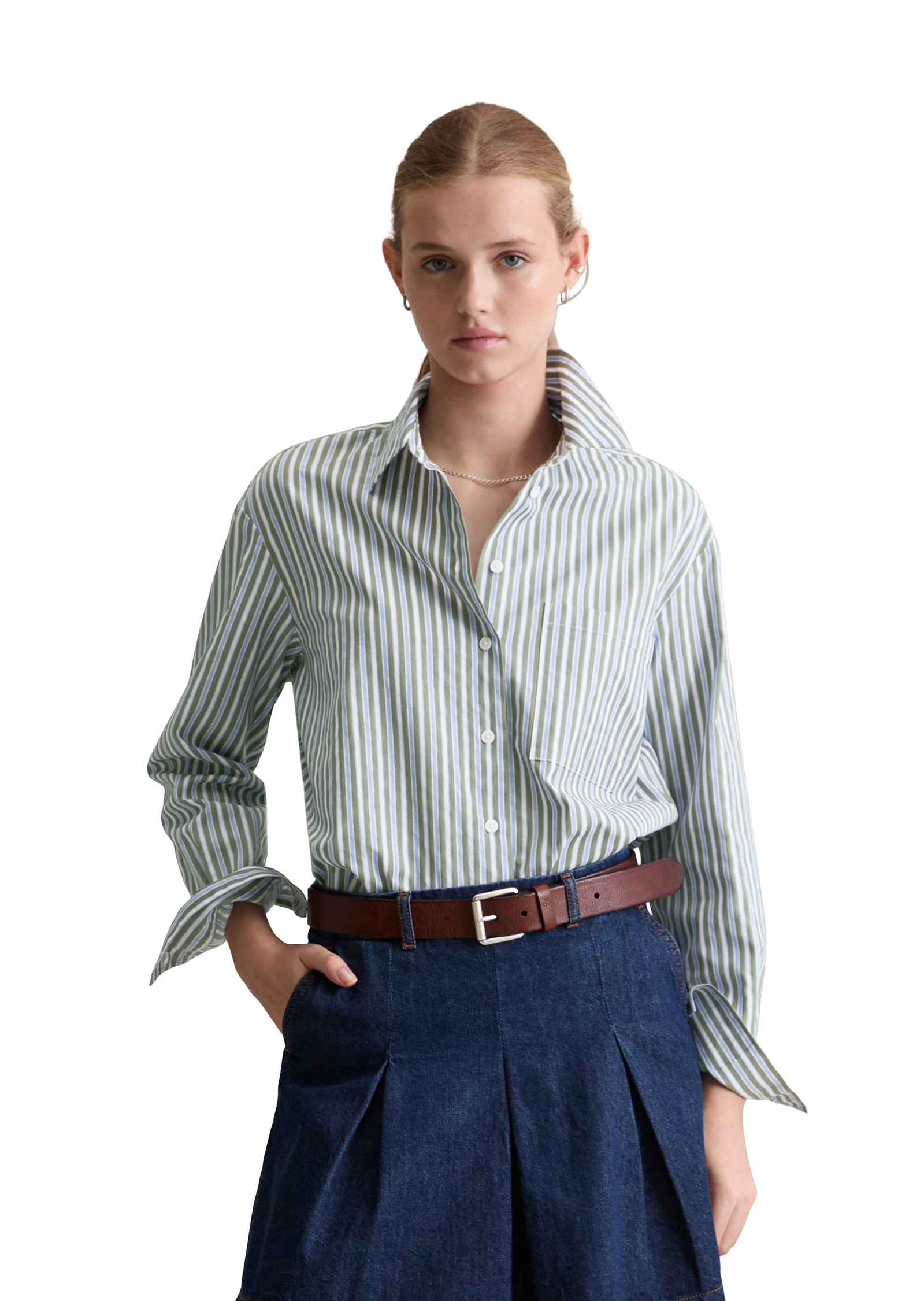 Blouse à rayures relaxed en dobby de coton, MARC O’POLO DENIM