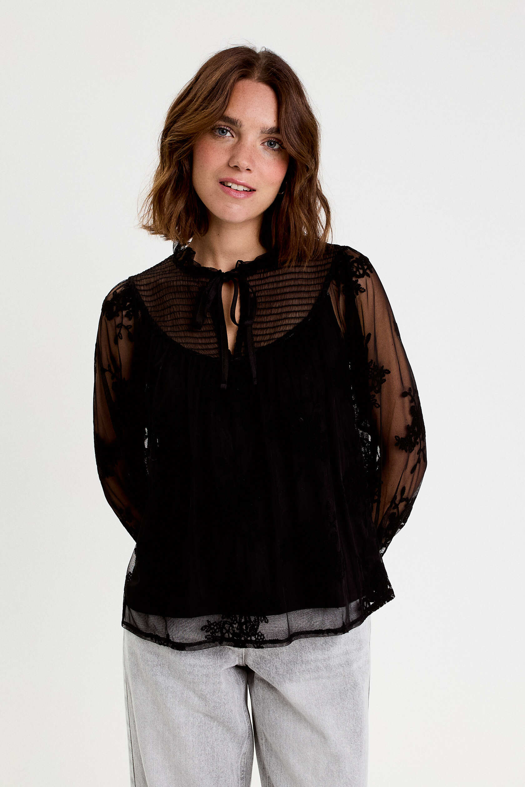 Blouse dentelle manches longues, CACHE CACHE