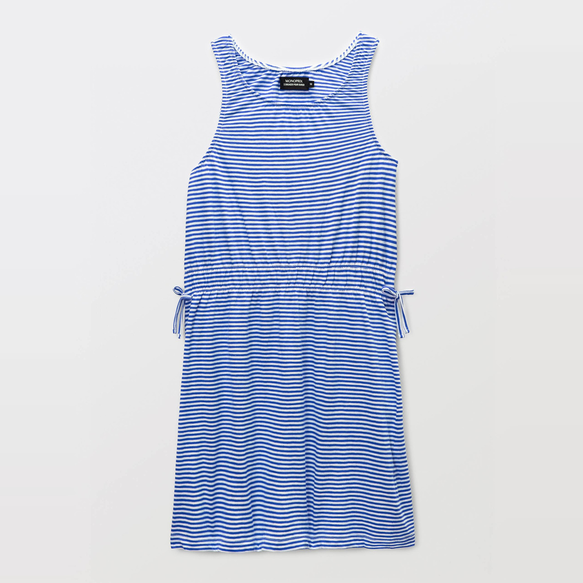 Robe à bretelles rayée en coton, MONOPRIX