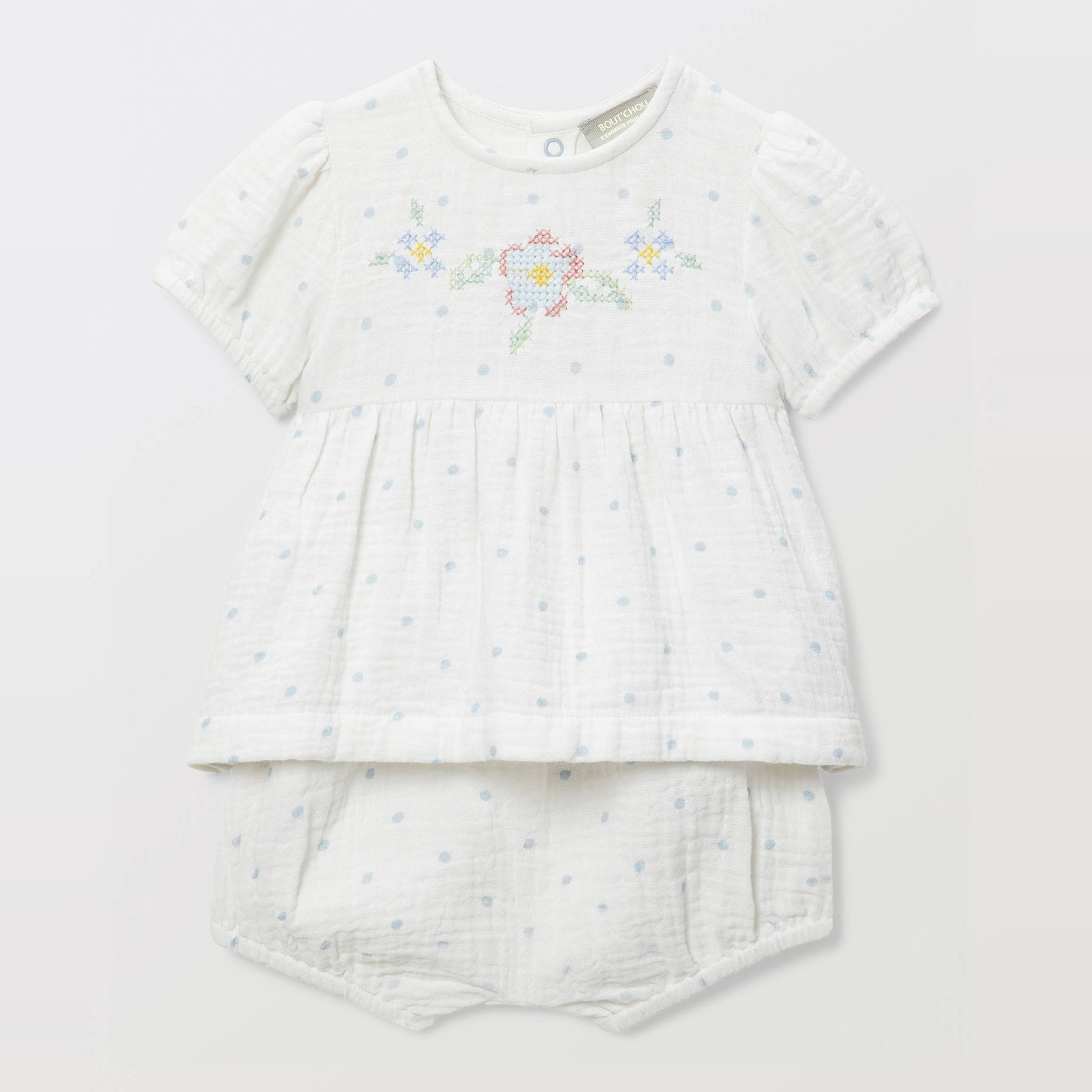 Ensemble imprimé en gaze plumetis, BOUT'CHOU